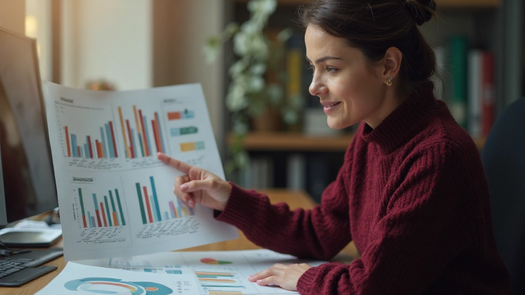 Цветные столбчатые диаграммы на рабочем столе бизнес-аналитика